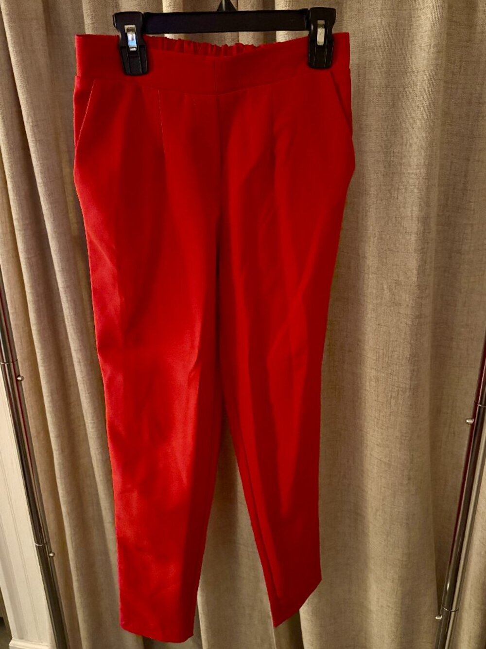 VICI Red High Rise Ankle Pants XS | Pull-On Tapered Career Trousers